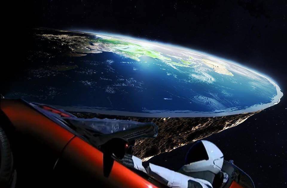 Tesla Roadster flat Earth